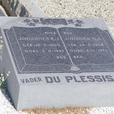 PLESSIS Johannes E.J., du 1900-1992 &amp; Johanna H.A. 1908-1973