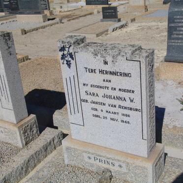 PRINS Sara Johanna W. nee Jansen van RENSBURG 1886-1948