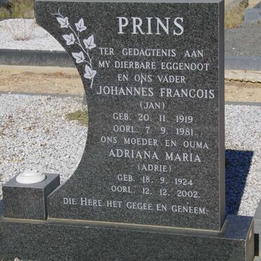 PRINS Johannes Francois 1919-1981 &amp; Adriana Maria 1924-2002