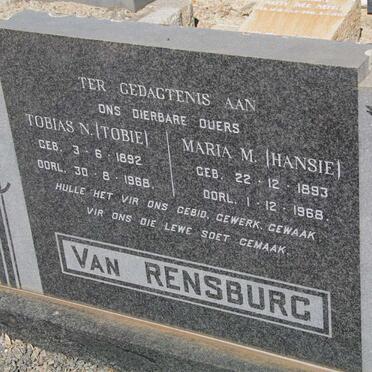 RENSBURG Tobias, van 1892-1968 &amp; Maria M. 1893-1968
