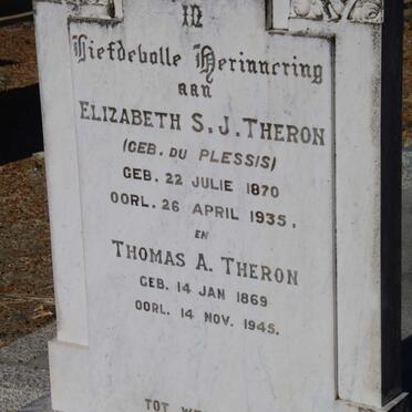 THERON Thomas A. 1869-1945 &amp; Elizabeth S.J. Du PLESSIS 1870-1935