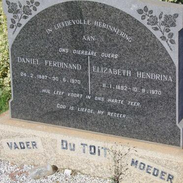TOIT Daniel Ferdinand, du 1887-1970 &amp; Elizabeth Hendrina 1892-1970