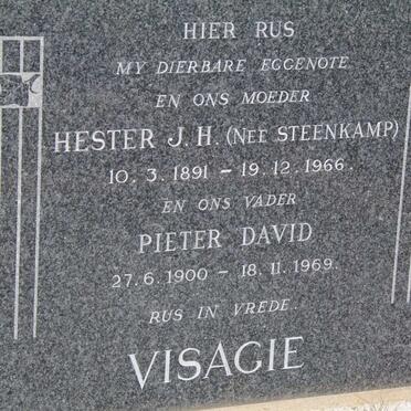 VISAGIE Pieter David 1900-1969 &amp; Hester J.H. STEENKAMP 1891-1966