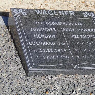 WAGENER Johannes Hendrik Coenraad 1914-1996 &amp; Anna Susanna nee FOSTER geb. NEL 1923-2005