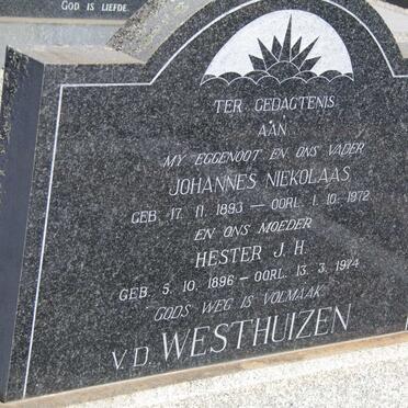 WESTHUIZEN Johannes Niekolaas, v.d. 1893-1972 &amp; Hester J.H. 1896-1974
