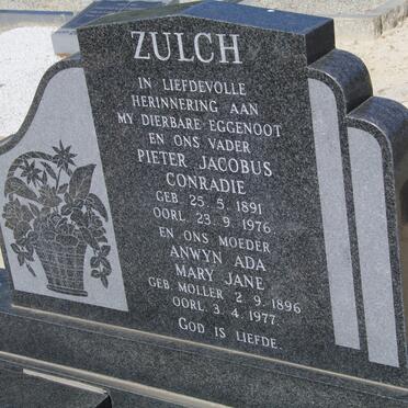 ZULCH Pieter Jacobus Conradie 1891-1976 &amp; Anwyn Ada Mary Jane MOLLER 1896-1977