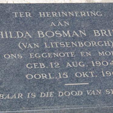 BRINK Hilda Bosman nee van LITSENBORGH 1904-1969