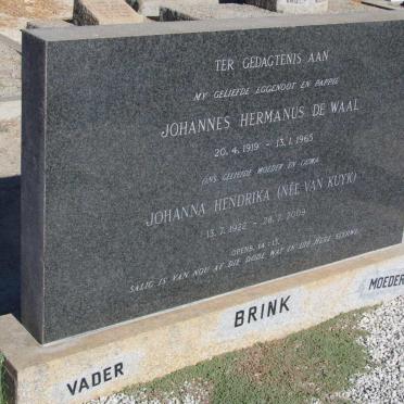 BRINK Johannes Hermanus de Waal 1919-1965 &amp; Johanna Hendrika van KUYK 1922-2009