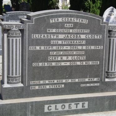 CLOETE Gert N.P. 1872-1948 &amp; Elizabeth Jacoba STEENKAMP 1877-1943