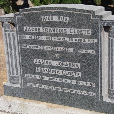 CLOETE Jacob Francois 1867-193? &amp; Jasina Johanna Erasmina 1867-1940