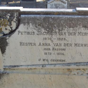 MERWE Petrus Jacobus, van der 1870-1929 &amp; Hester Anna BASSON 1872-1956