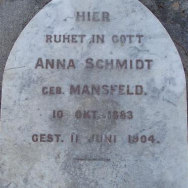 SCHMIDT Anna nee Mansfeld 1883-1904