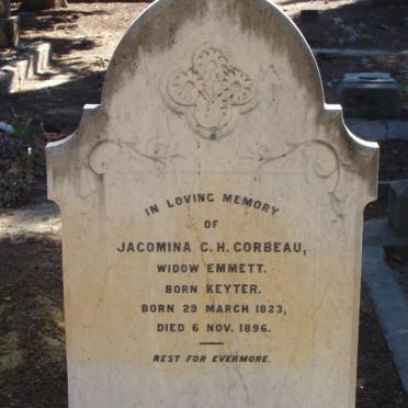 CORBEAU Jacomina C.H. widow EMMETT nee KEYTER 1823-1896