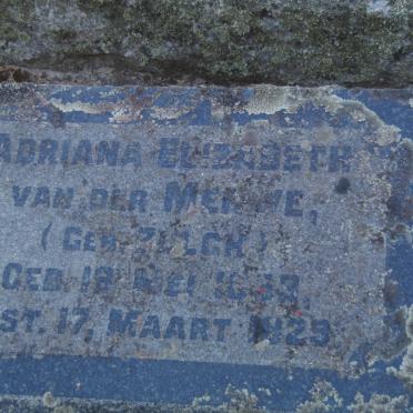 MERWE Adriana Elizabeth, van der nee ZULCH ?-1925