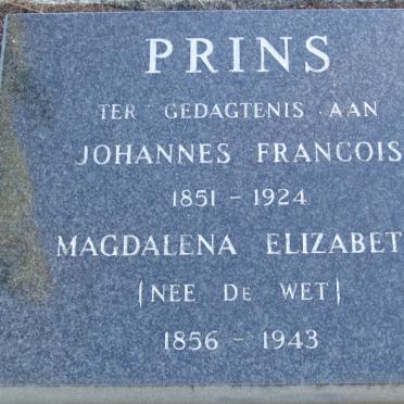 PRINS Johannes Francois 1851-1924 &amp; Magdalena Elizabeth DE WET 1856-1943