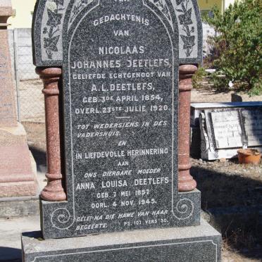 DEETLEFS Nicolaas Johannes 1854-1920 &amp; Anna Louisa 1857-1945