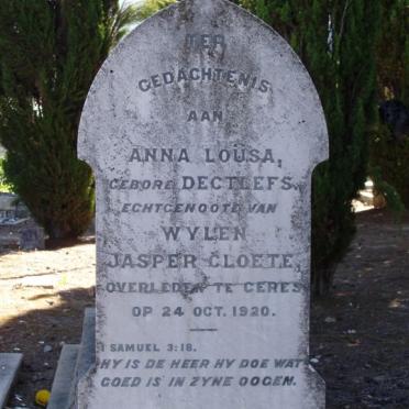 CLOETE Anna Lousa nee DECTLEFS -1920