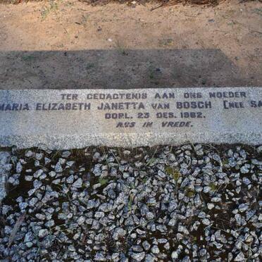 BOSCH Maria Elizabeth Janetta, van nee SANDBERG -1962