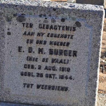 BURGER E.D.M. nee DE WAAL 1910-1944