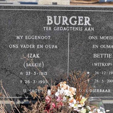 BURGER Izak 1915-1995 &amp; Bettie 1917-2000