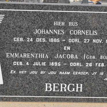 BERGH Johannes Cornelis 1885-1966 &amp; Emmarenthia Jacoba BOLTMAN 1895-1979
