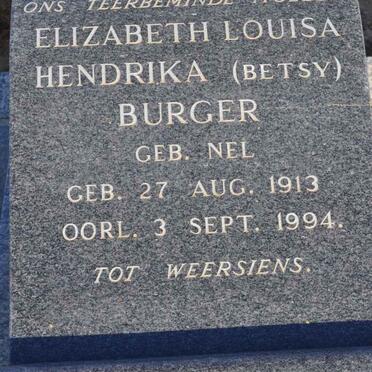 BURGER Elizabeth Louisa Hendrika nee NEL 1913-1994