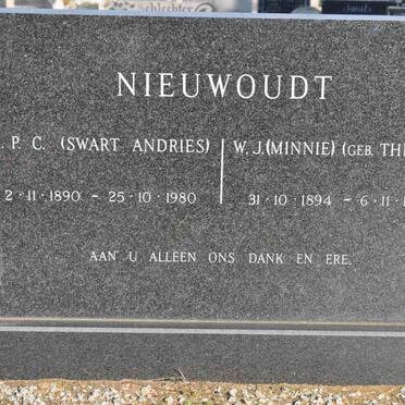 NIEUWOUDT A.P.C. 1890-1980 &amp; W.J. THERON 1894-1979
