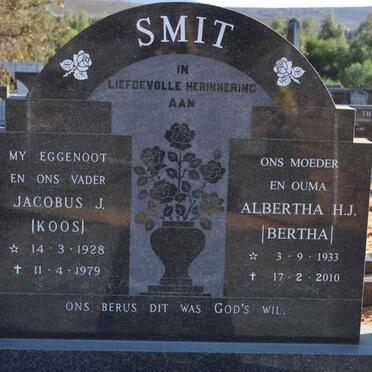 SMIT Jacobus J. 1928-1979 &amp; Albertha H.J. 1933-2010