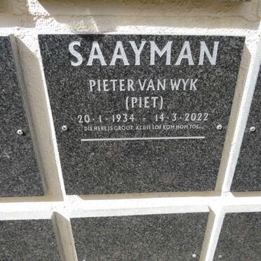 SAAYMAN Pieter van Wyk 1934-2022