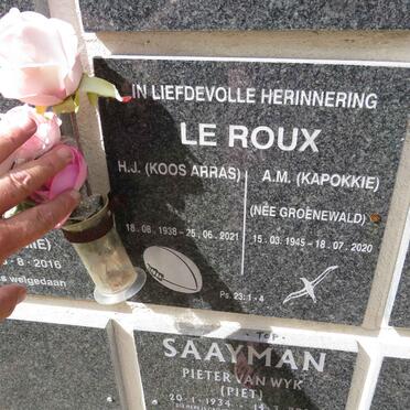 ROUX H.J., le 1938-2021 & A.M. GROENEWALD 1945-2020