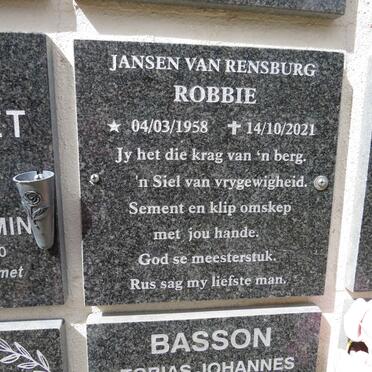 RENSBURG Robbie, Jansen van 1958-2021