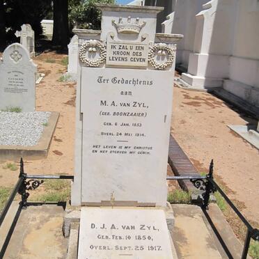 ZYL M.A., van nee BOONZAAIER 1853-1914 :: VAN ZYL D.J.A. 1850-1917 