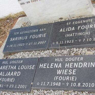 FOURIE Sarinus 1921-2007 &amp; Alida HATTINGH 1923-1990