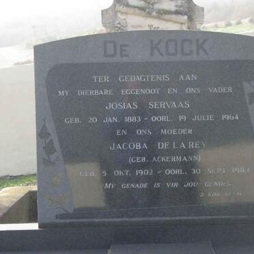 KOCK Josias Servaas, de 1883-1964 &amp; Jacoba de la Rey ACKERMANN 1902-1983