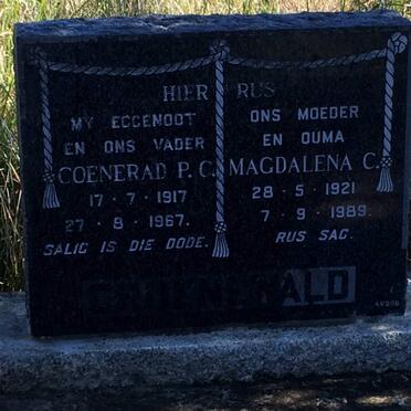 GROENEWALD Coenerad P.C. 1917-1967 &amp; Magdalena C. 1921-1989