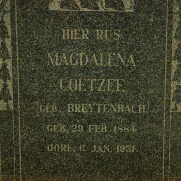 COETZEE Magdalena nee BREYTENBACH 1884-1931