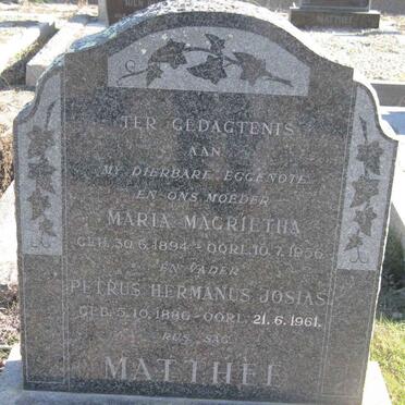 MATTHEE Petrus Hermanus Josias 1886-1961 &amp; Maria Magrietha 1894-1956