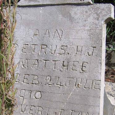 MATTHEE Petrus H.J. 1910-1911