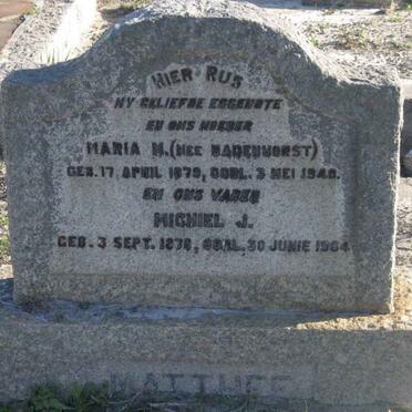 MATTHEE Michiel J. 1879-1964 &amp; Maria M. BADENHORST 1879-1940