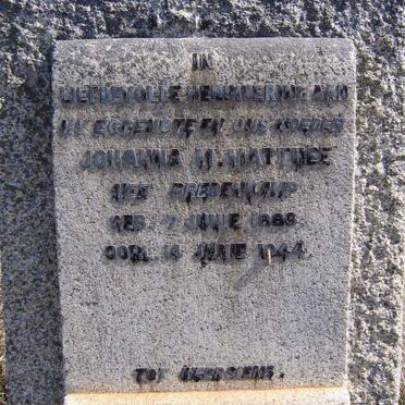 MATTHEE Johanna M. nee BREDENKAMP 1886-1944