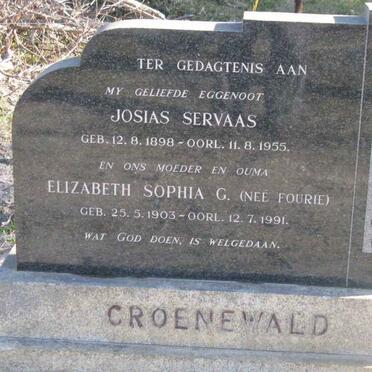 GROENEWALD Josias Servaas 1898-1955 &amp; Elizabeth Sophia G. FOURIE 1903-1991