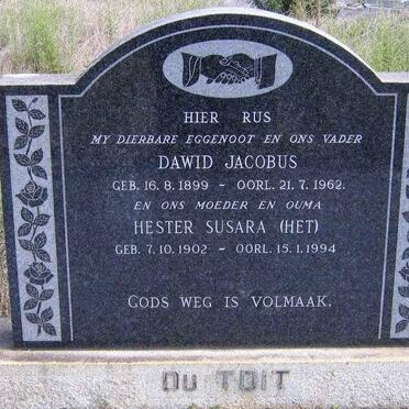 TOIT Dawid Jacobus, du 1899-1962 &amp; Hester Susara 1902-1994