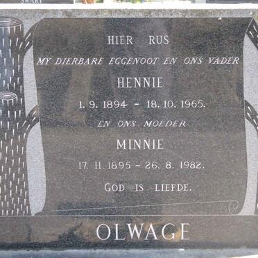 OLWAGE Hennie 1894-1965 &amp; Minnie 1895-1982