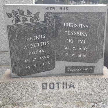 BOTHA Petrus Albertus 1886-1967 &amp; Christina Classina RAS 1905-1998