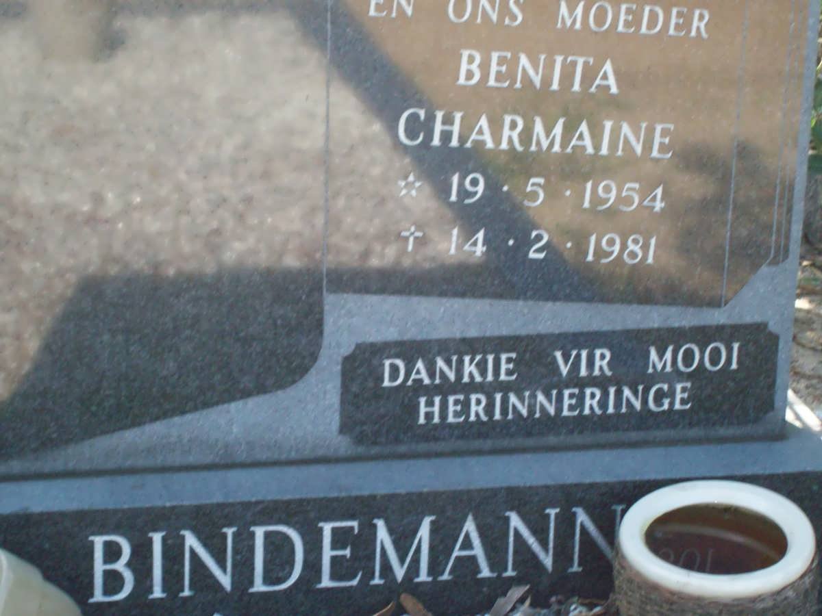 BINDEMANN Benita Charmaine 1954-1981