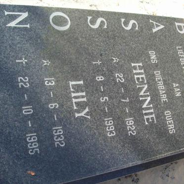 BASSON Hennie 1922-1993 &amp; Lily 1932-1995