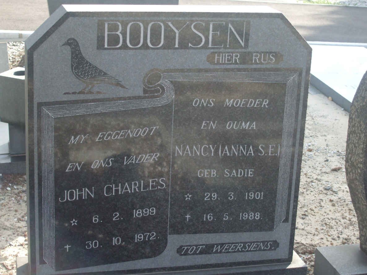 BOOYSEN John Charles 1897-1972 &amp; Anna S.E. SADIE 1901-1988