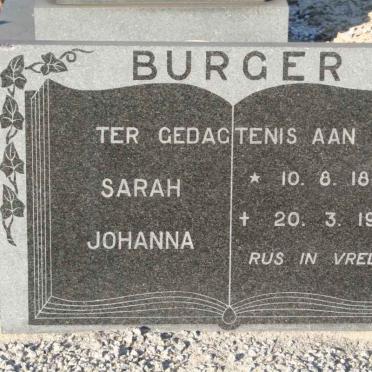 BURGER Sarah Johanna 1884-1973