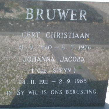 BRUWER Gert Christiaan 1890-1976 &amp; Johanna Jacoba STEYN 1911-1985