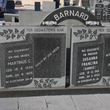 BARNARD Martinus C. 1889-1973 &amp; Susanna Francina 1912-1993
